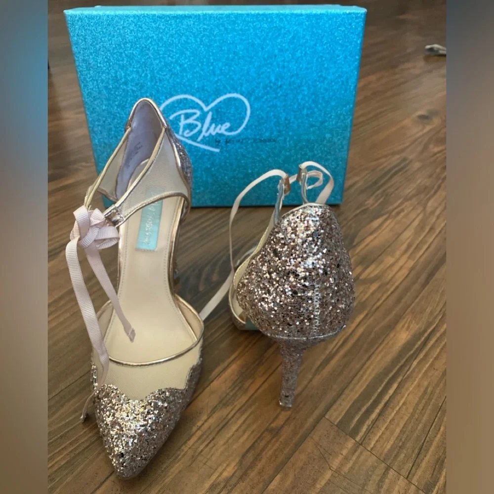 Blue by Betsy Johnson, SB Stela Champagne Glitter Pumps - Picture 8 of 10